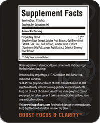 Focus Supplement Facts panel