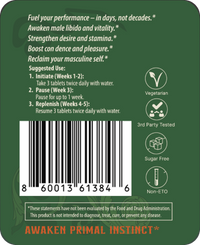Rise label — directions, barcode and badges
